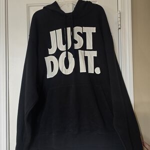 Black Hoodie with Bold White Text
